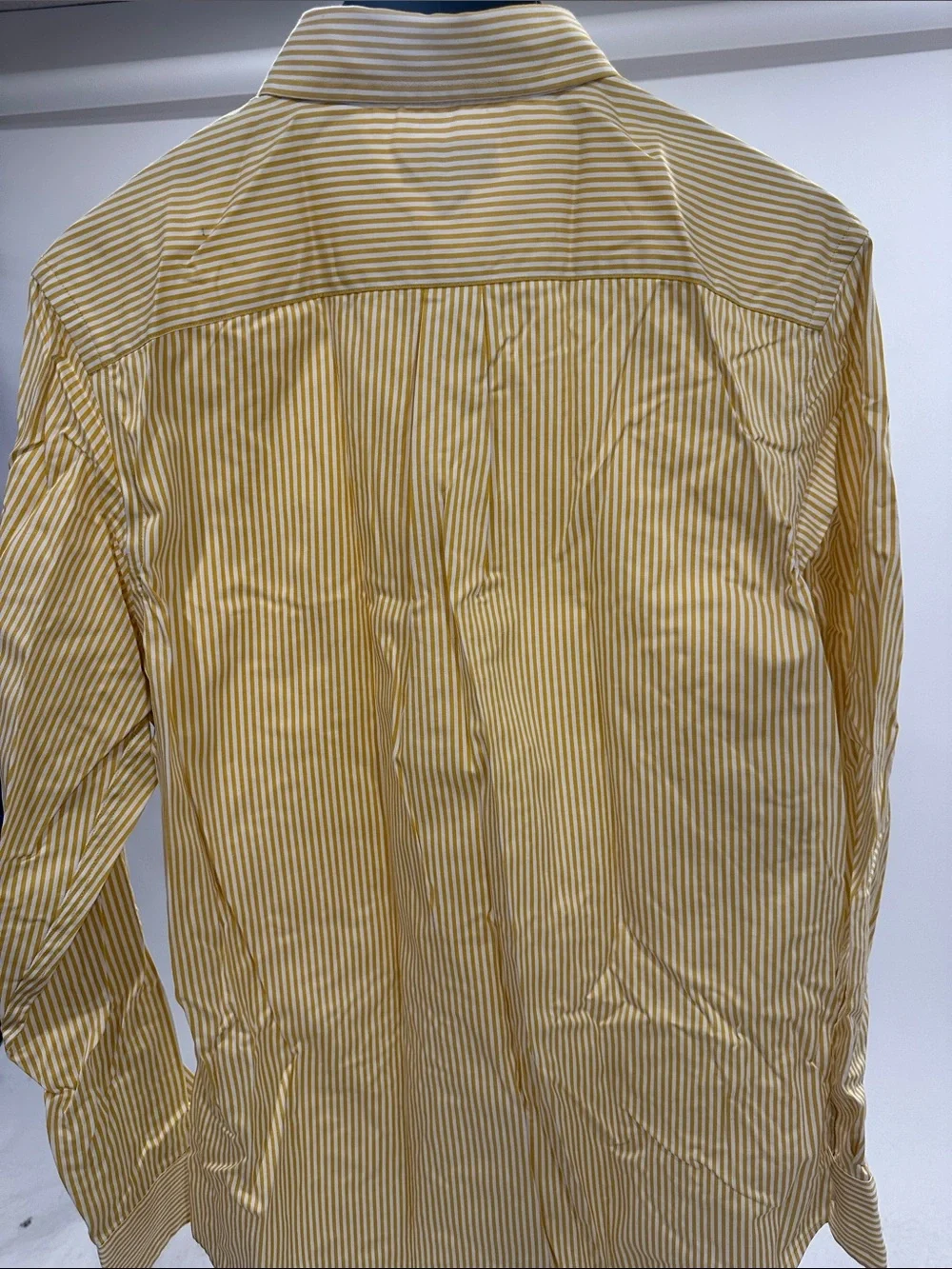 Banana Republic Men’s Yellow and White Striped Dress Shirt